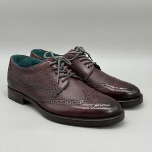 Ted Baker Senape Burgundy Leather Wingtip Brogue Derby Shoes Men Size US 10